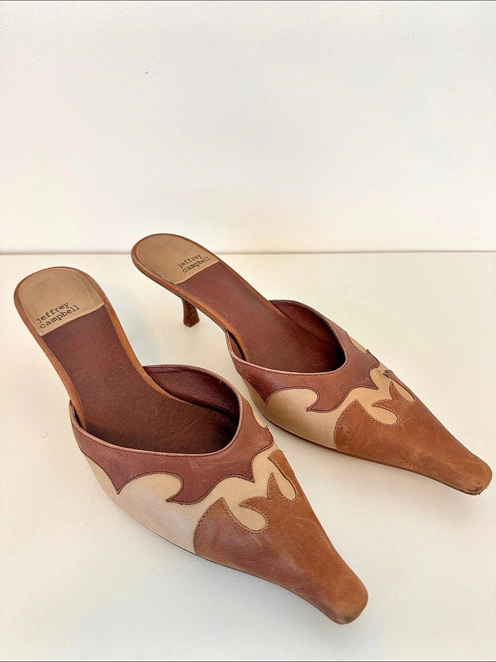 Jeffrey Campbell Head West Mule Pointed-Toe Mules Brown & Tan US 8